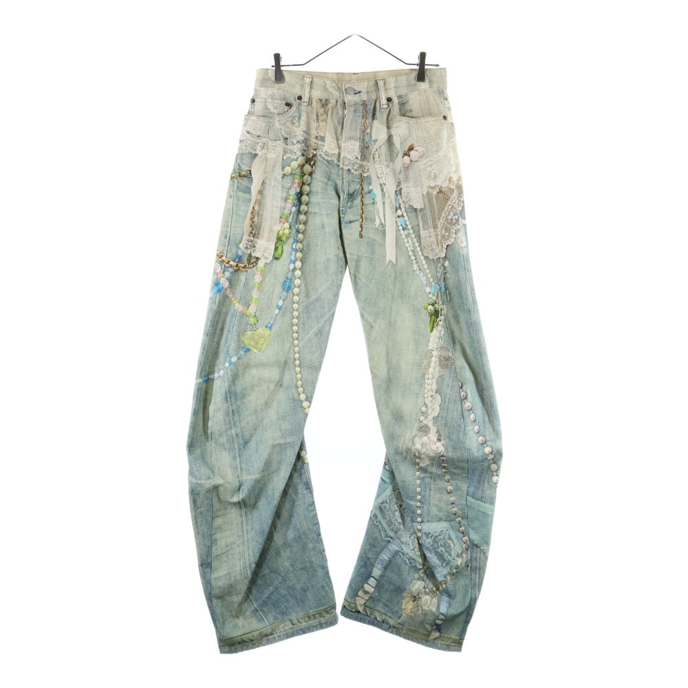 Acne Studios(アクネ ストゥディオズ) チェーン レースプリント ツイストデニムパンツ インディゴ FN-MN-TROU001129