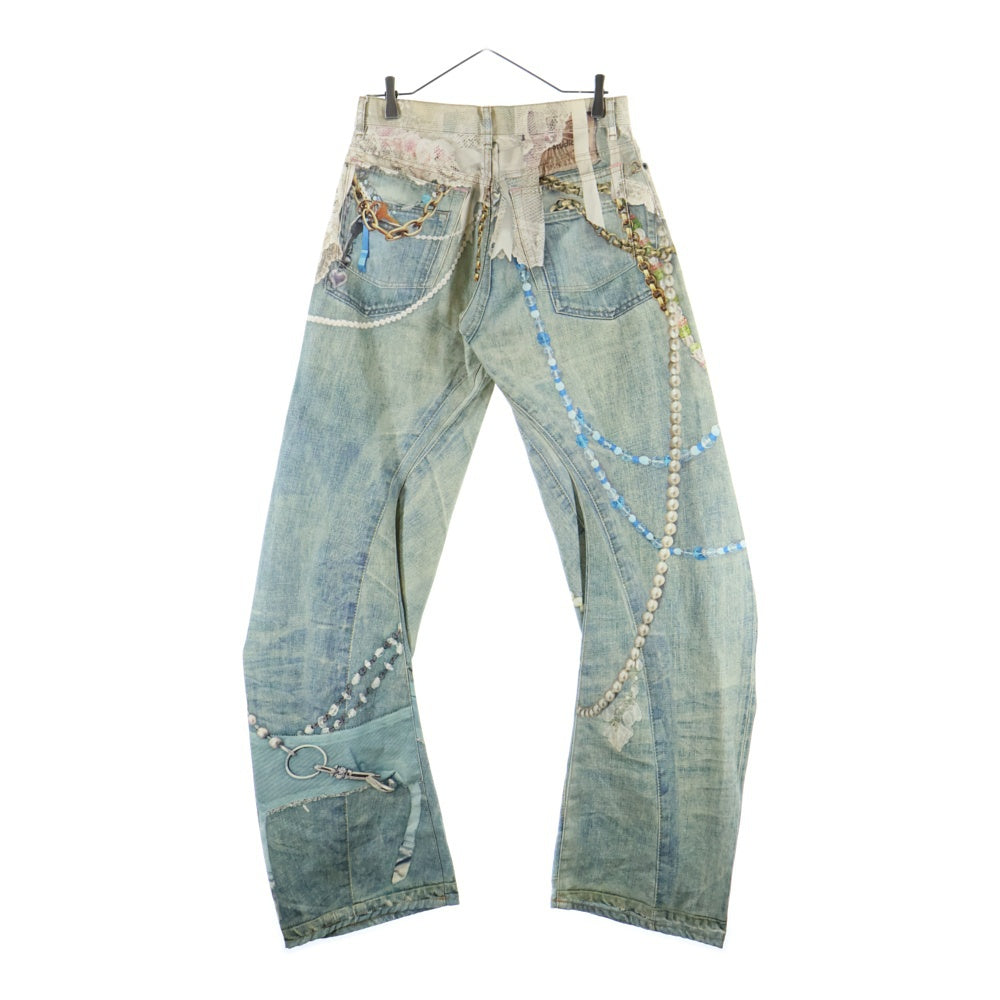 Acne Studios(アクネ ストゥディオズ) チェーン レースプリント ツイストデニムパンツ インディゴ FN-MN-TROU001129