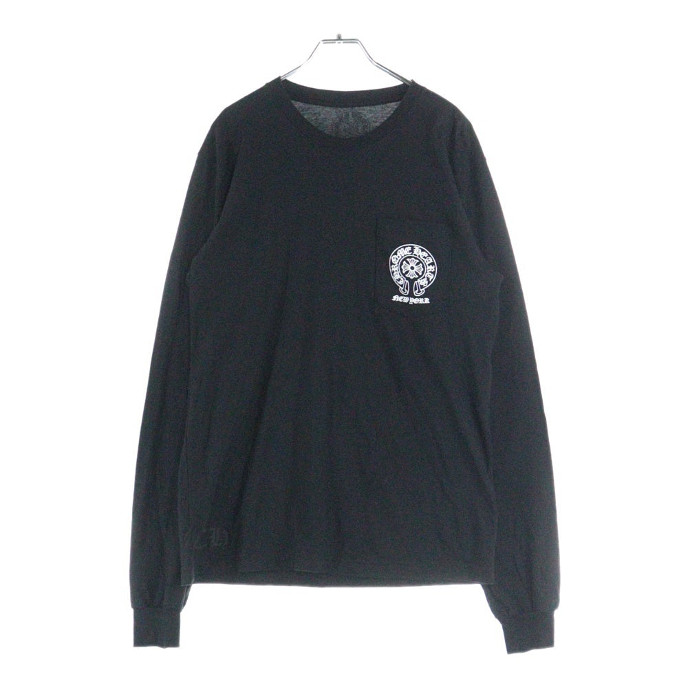 CHROME HEARTS(クロムハーツ) NEW YORK Horseshoe ニューヨーク ホースシュー 袖フローラルプリント 長袖Tシャツカットソー ブラック