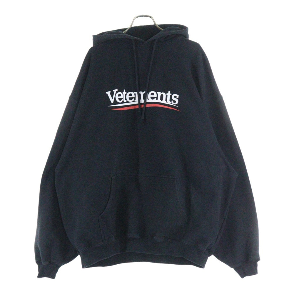 VETEMENTS(ヴェトモン) CAMPAIGN LOGO HOODIE キャンペーンロゴ フーディ パーカー ブラック UE64HD440B