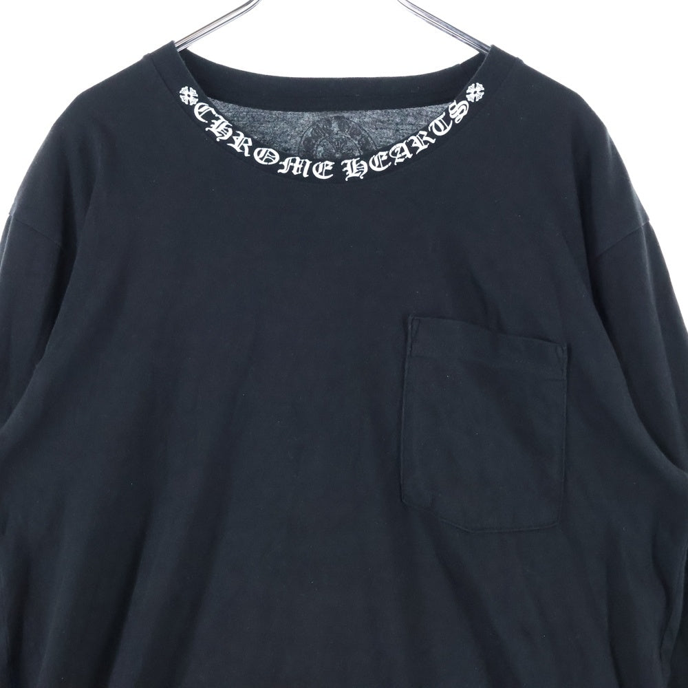 CHROME HEARTS(クロムハーツ) CH LS 1 ネックロゴプリント長袖カットソー 長袖Tシャツ ロングスリーブカットソー ロンT アームロゴ ブラック