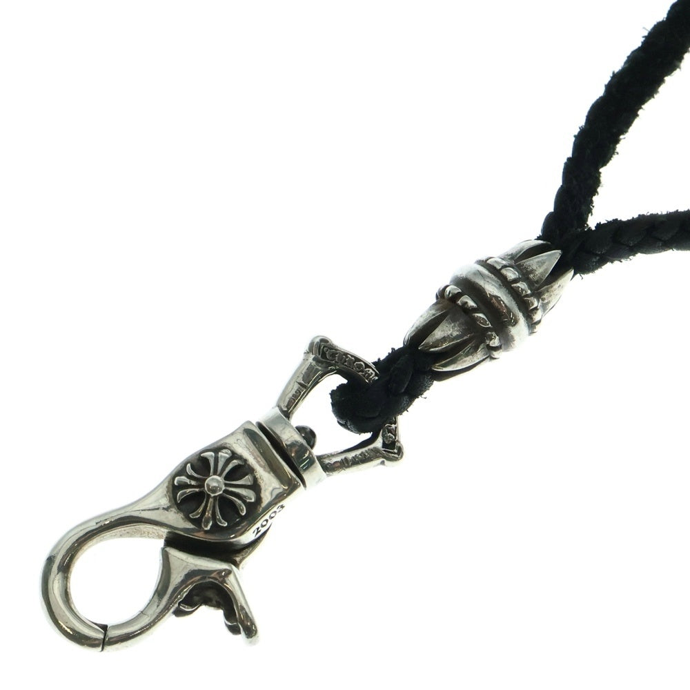 CHROME HEARTS(クロムハーツ) CH PLS LANYARS CHプラス ランヤード クリップホルダー レザーネックレス シルバー/ブラック
