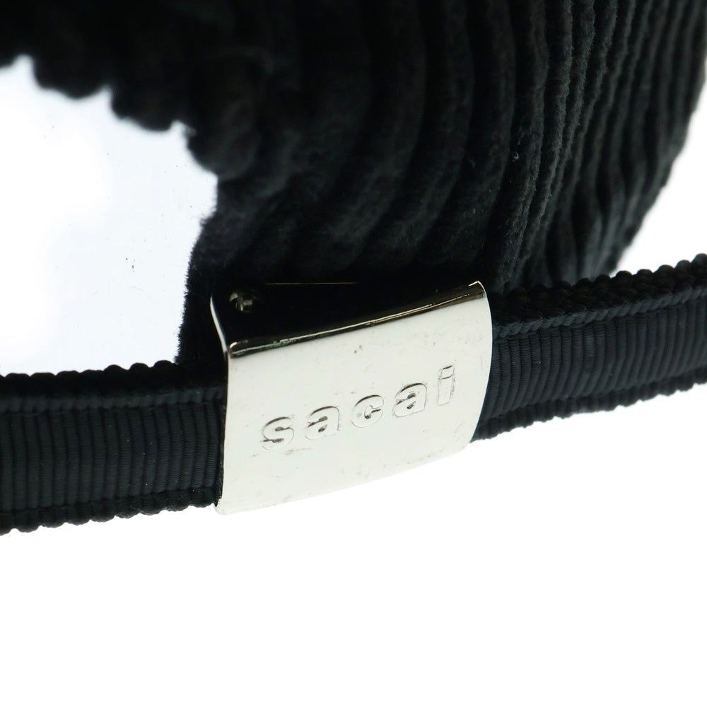 Sacai(サカイ) AW24 Corduroy Cap ロゴ刺繍 コーデュロイキャップ 帽子 ブラック 24-0840S
