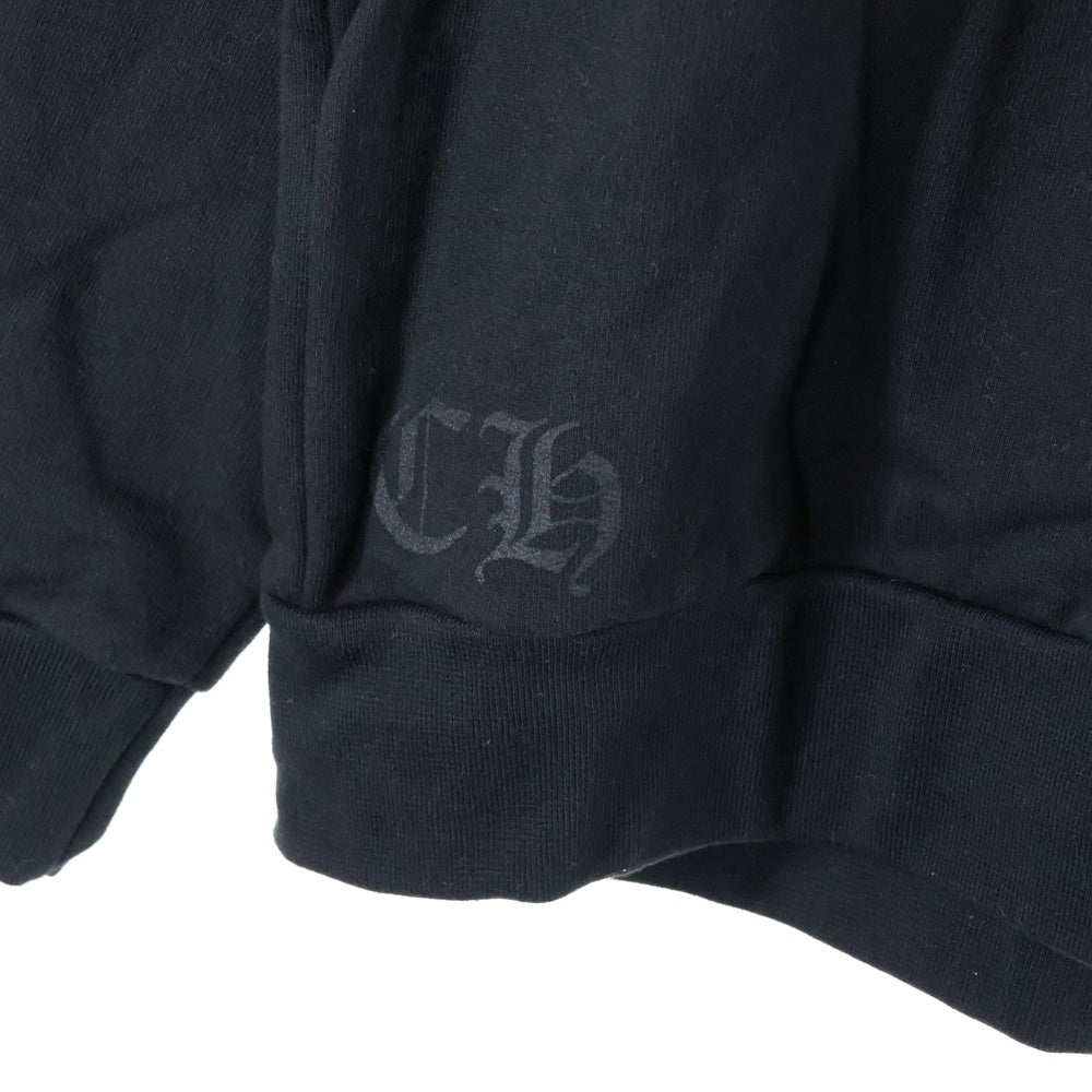 CHROME HEARTS(クロムハーツ) Horseshoe L/S Sweatshirt ホースシュープリント 袖フローラルプリント クルーネックスウェットトレーナー ブラック