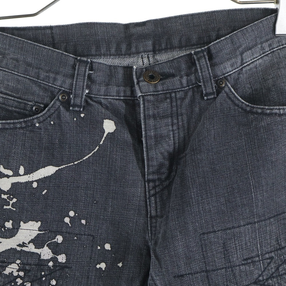 HYSTERIC GLAMOUR(ヒステリックグラマー) ダメージ ペンキ加工 スキニーデニム 3AP-3713 ブラック
