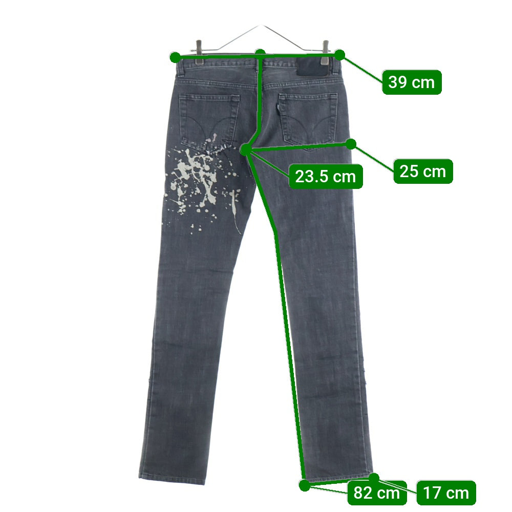 HYSTERIC GLAMOUR(ヒステリックグラマー) ダメージ ペンキ加工 スキニーデニム 3AP-3713 ブラック