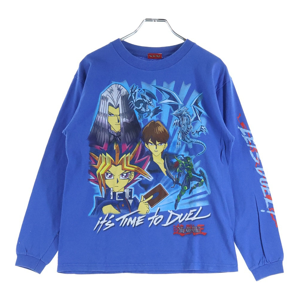 VINTAGE(ヴィンテージ) 90S 遊戯王 YU-GI-OH 1996 武藤遊戯 白龍 黒龍 プリント長袖Tシャツカットソー ブルー