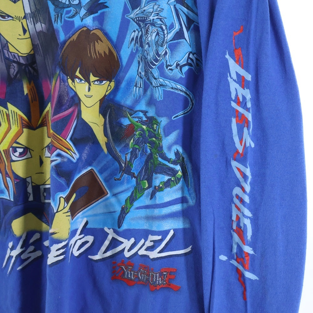 VINTAGE(ヴィンテージ) 90S 遊戯王 YU-GI-OH 1996 武藤遊戯 白龍 黒龍 プリント長袖Tシャツカットソー ブルー