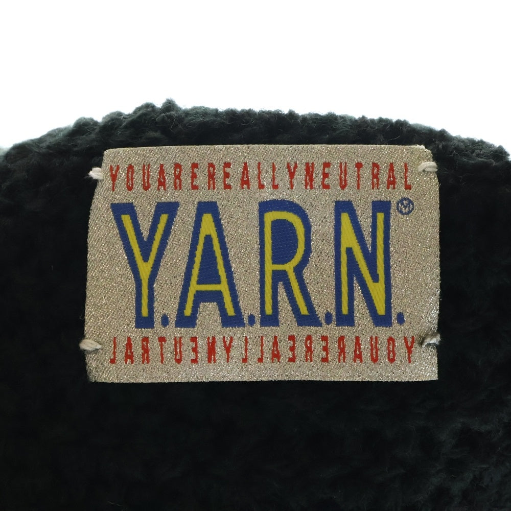 Y.A.R.N(ヤーン) 3D DOUBLE CROSS HANDMADE KNIT HAT ダブルクロス刺繍 ニット ハット ブラック