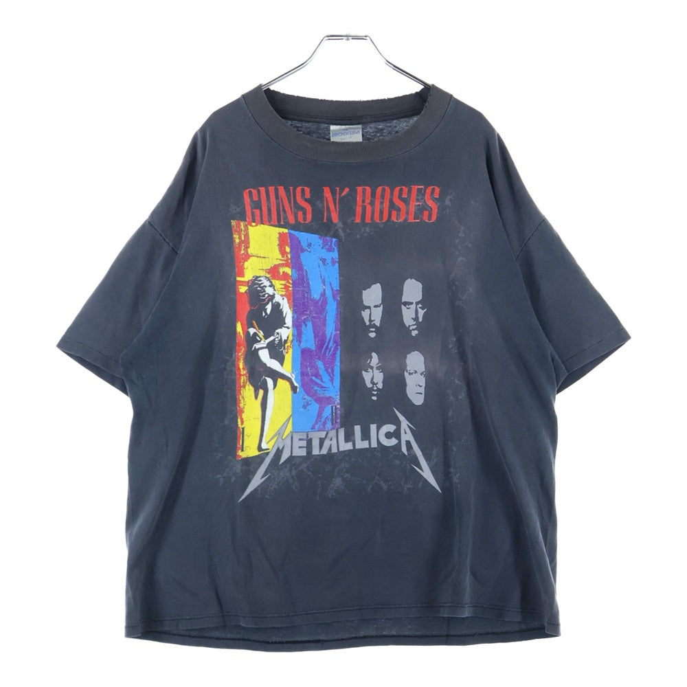 VINTAGE(ヴィンテージ) 90s METALLICA × GUNS N ROSES 1992 NORTH AMERICAN TOUR FAITH NO MORE 両面プリント 半袖tシャツ ブラック