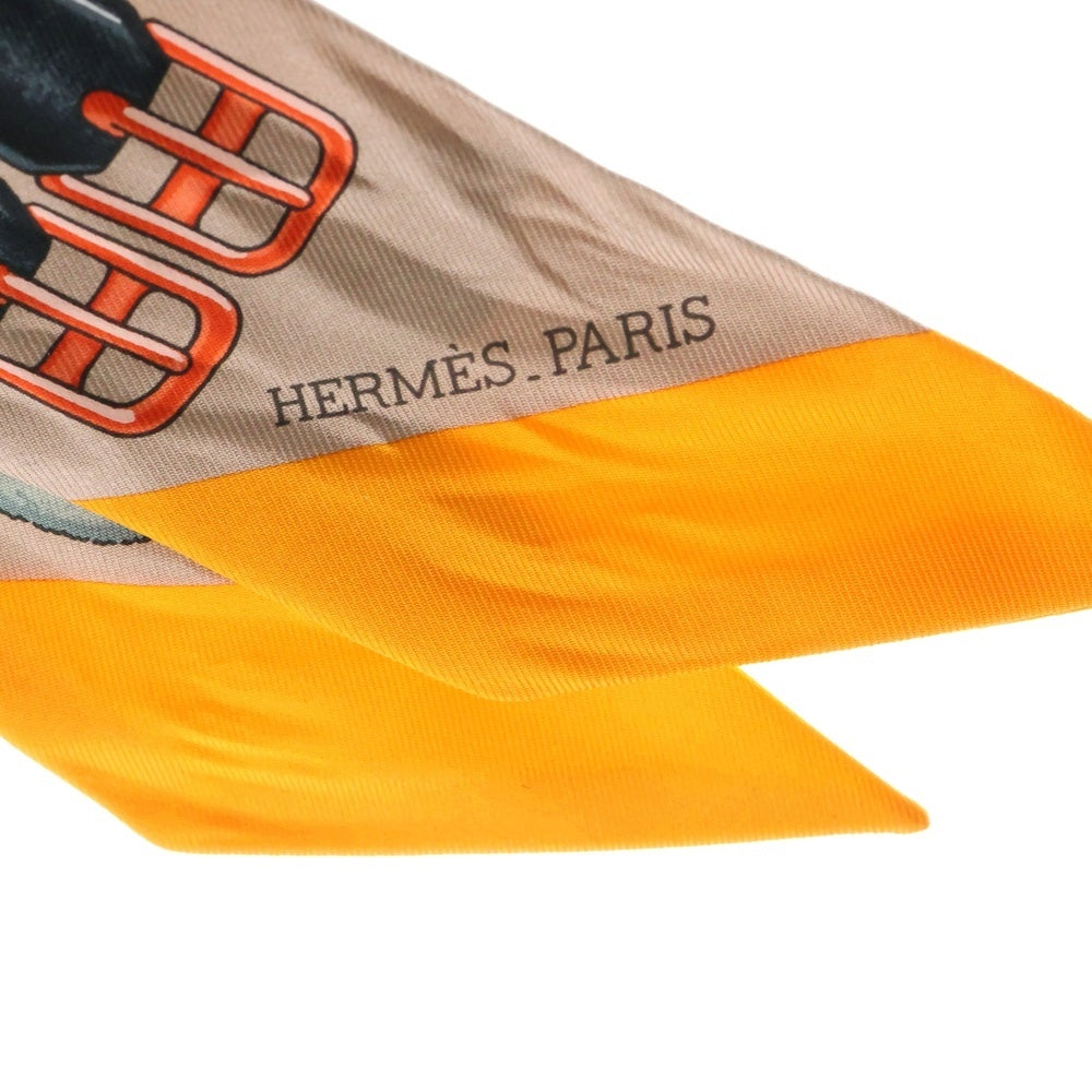HERMES(エルメス) JUMPING ジャンピング ツイリー スカーフ シルク ベージュ/オレンジ
