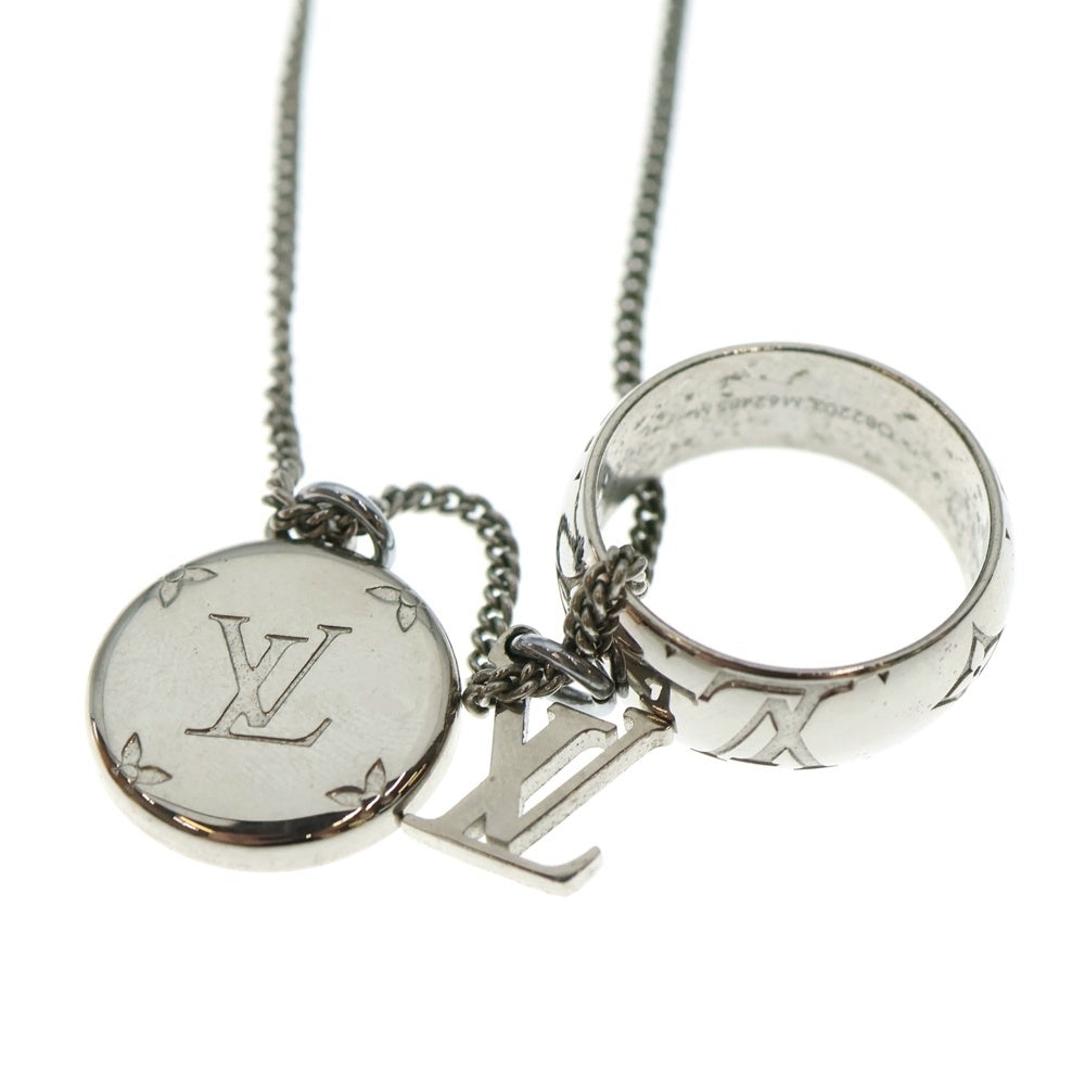 LOUIS VUITTON(ルイヴィトン) モノグラム リング ペンダント ネックレス シルバー M62485