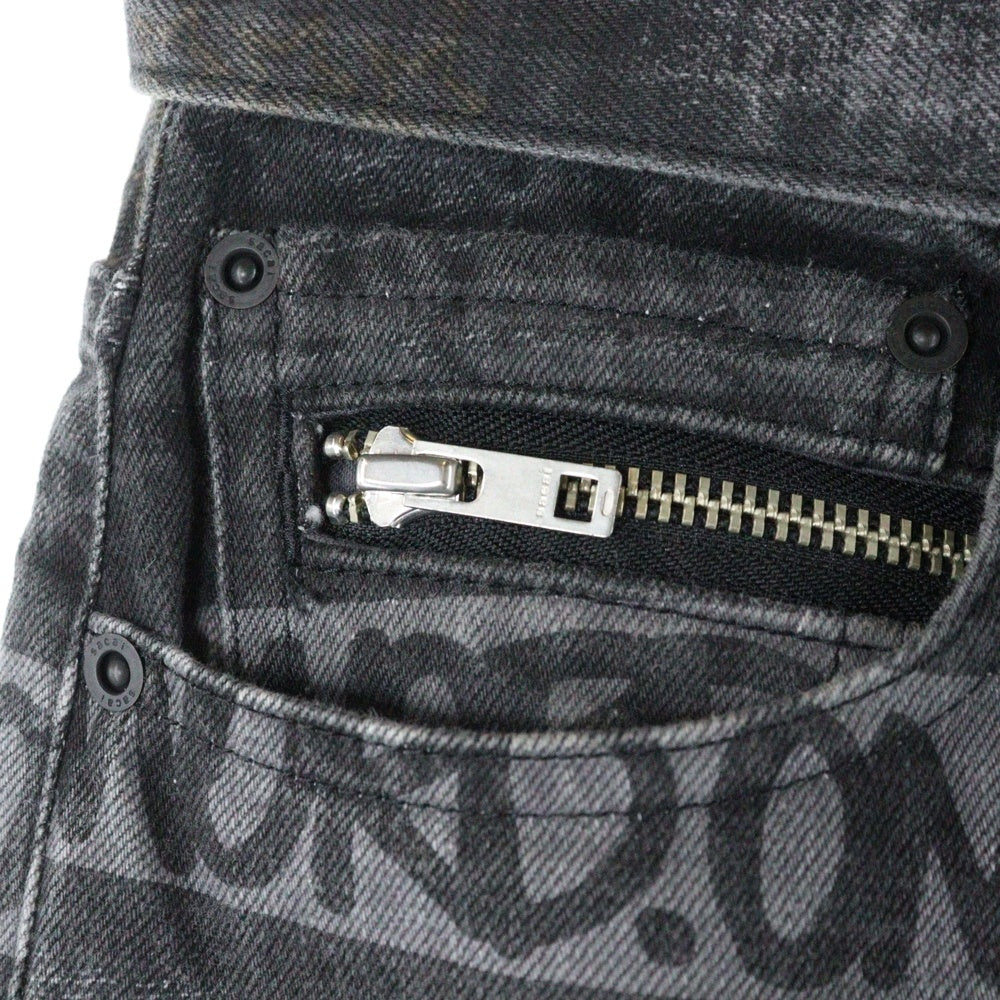 Sacai(サカイ) 23SS ×Eric Haze Denim Pants エリックヘイズ 総柄デザイン デニム ブラック 23-02973M