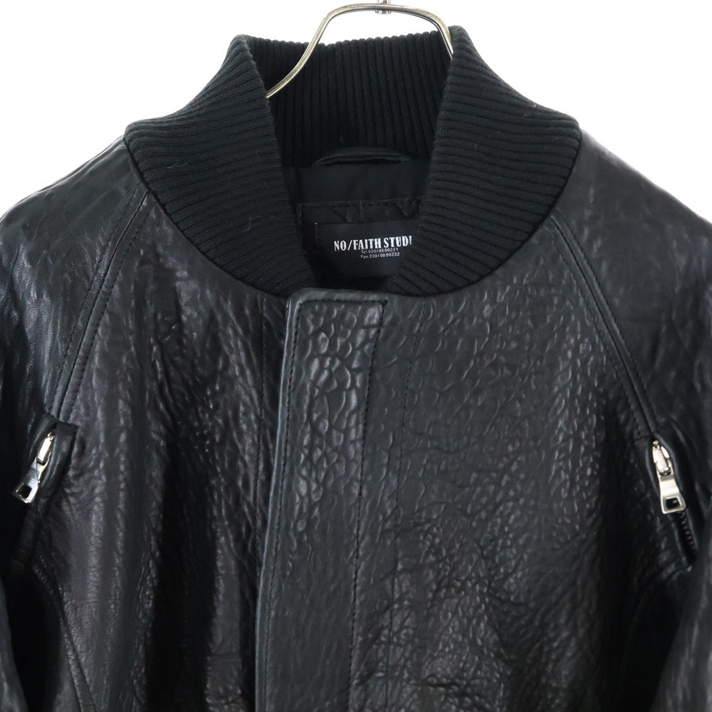 NO/FAITH STUDIOS(ノーフェイスストゥディオス) FLIGHT LEATHER COTTON JACKET レザーフライトジャケット ブラック
