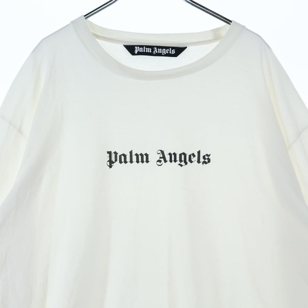 Palm Angels(パームエンジェルス) ロゴプリント ロングスリーブ カットソー 長袖Tシャツ ホワイト PMAB046S24JER001