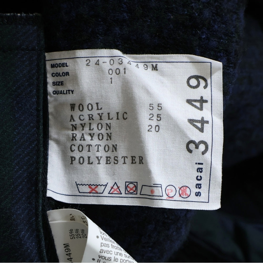 Sacai(サカイ) 24AW Plaid Knit Sweater チェック ウール ニットセーター 24-03449M ネイビー
