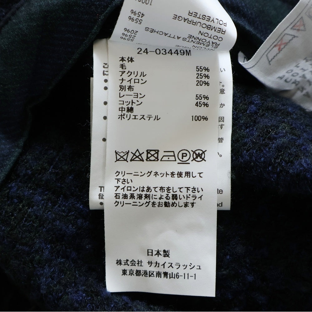 Sacai(サカイ) 24AW Plaid Knit Sweater チェック ウール ニットセーター 24-03449M ネイビー