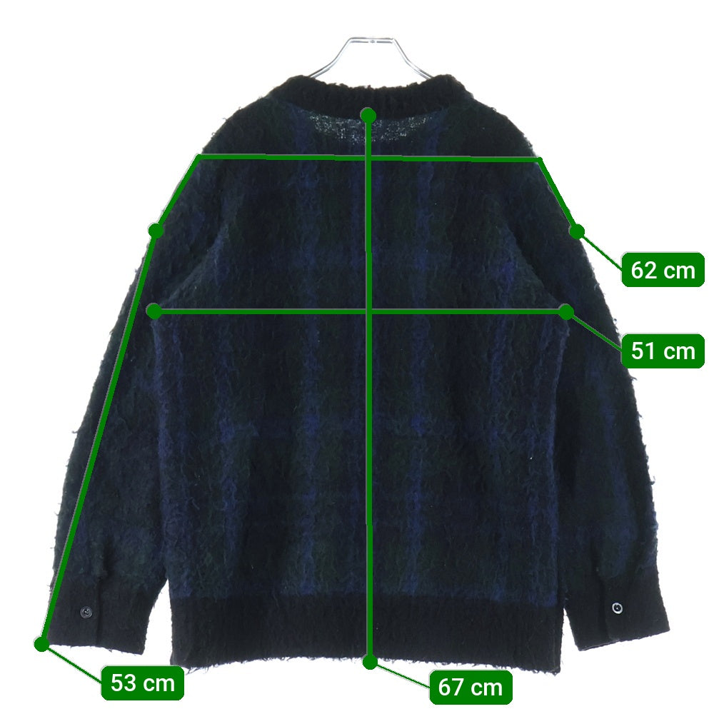 Sacai(サカイ) 24AW Plaid Knit Sweater チェック ウール ニットセーター 24-03449M ネイビー