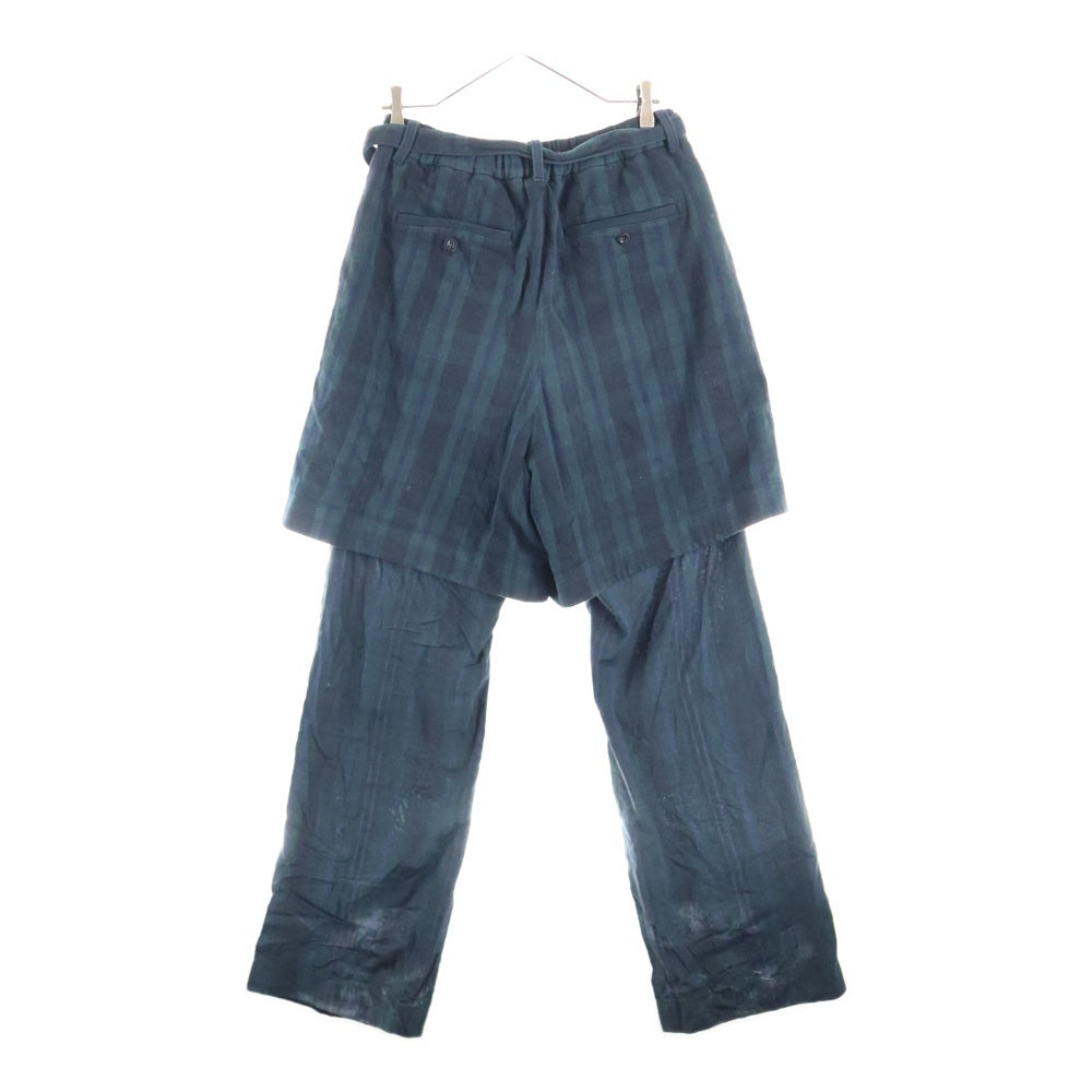 Sacai(サカイ) 24AW Plaid Pants ベルテッドレイヤードチェックパンツ 24-03445M ネイビー