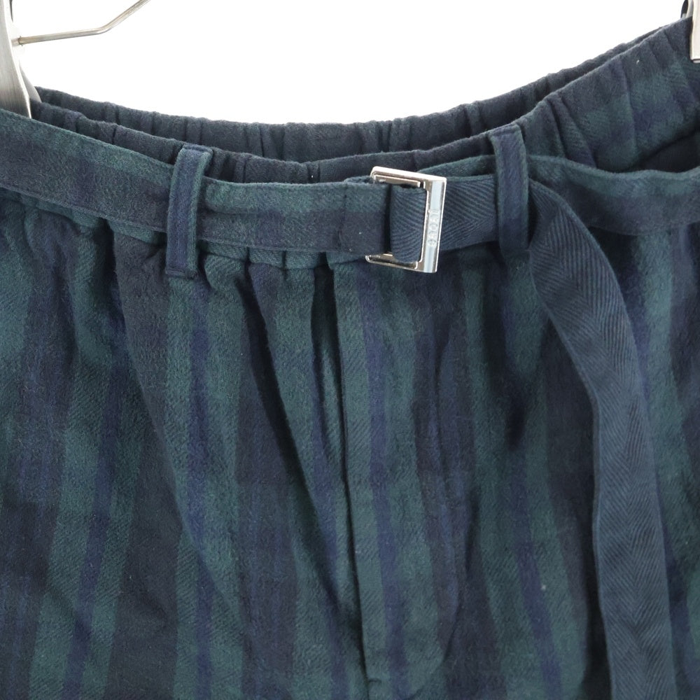 Sacai(サカイ) 24AW Plaid Pants ベルテッドレイヤードチェックパンツ 24-03445M ネイビー