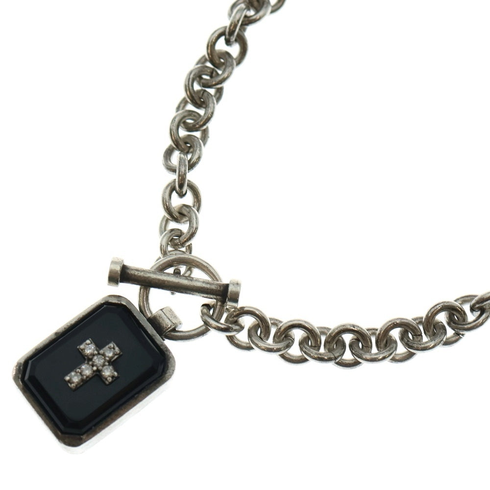 Justin Davis(ジャスティンデイヴィス) EMINEM NECKLACE エミネム スクエア クロス ダイヤ オニキス チェーン ネックレス シルバー/ブラック