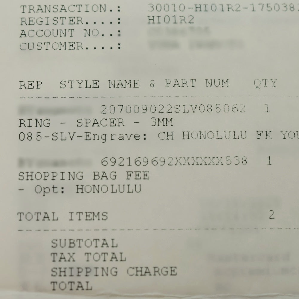 CHROME HEARTS(クロムハーツ) 3mm SPACER FUCKYOU ホノルル限定 3mmスペーサーファックユー シルバーリング シルバー BCA395