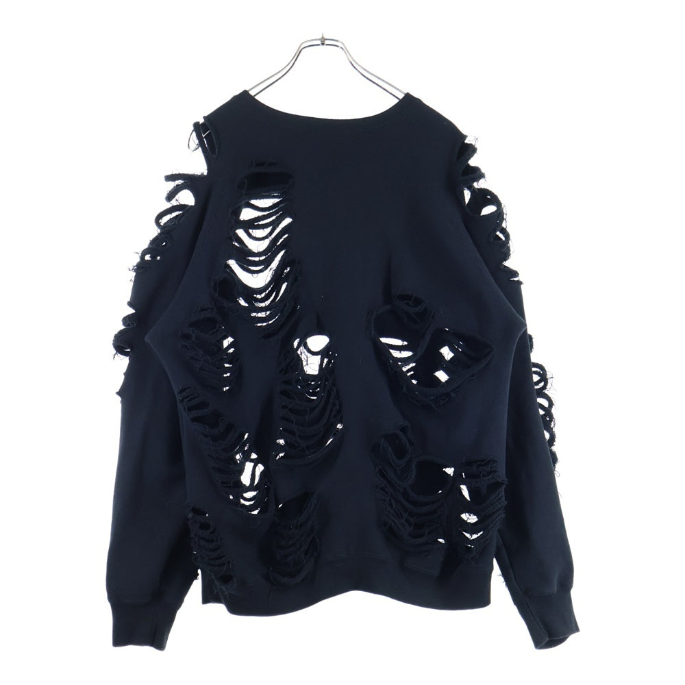 JUN / NAKAYAMA(ジュンナカヤマ) 23AW デストロイ加工クルーネックスウェットトレーナー JN-FW23-C001 ブラック