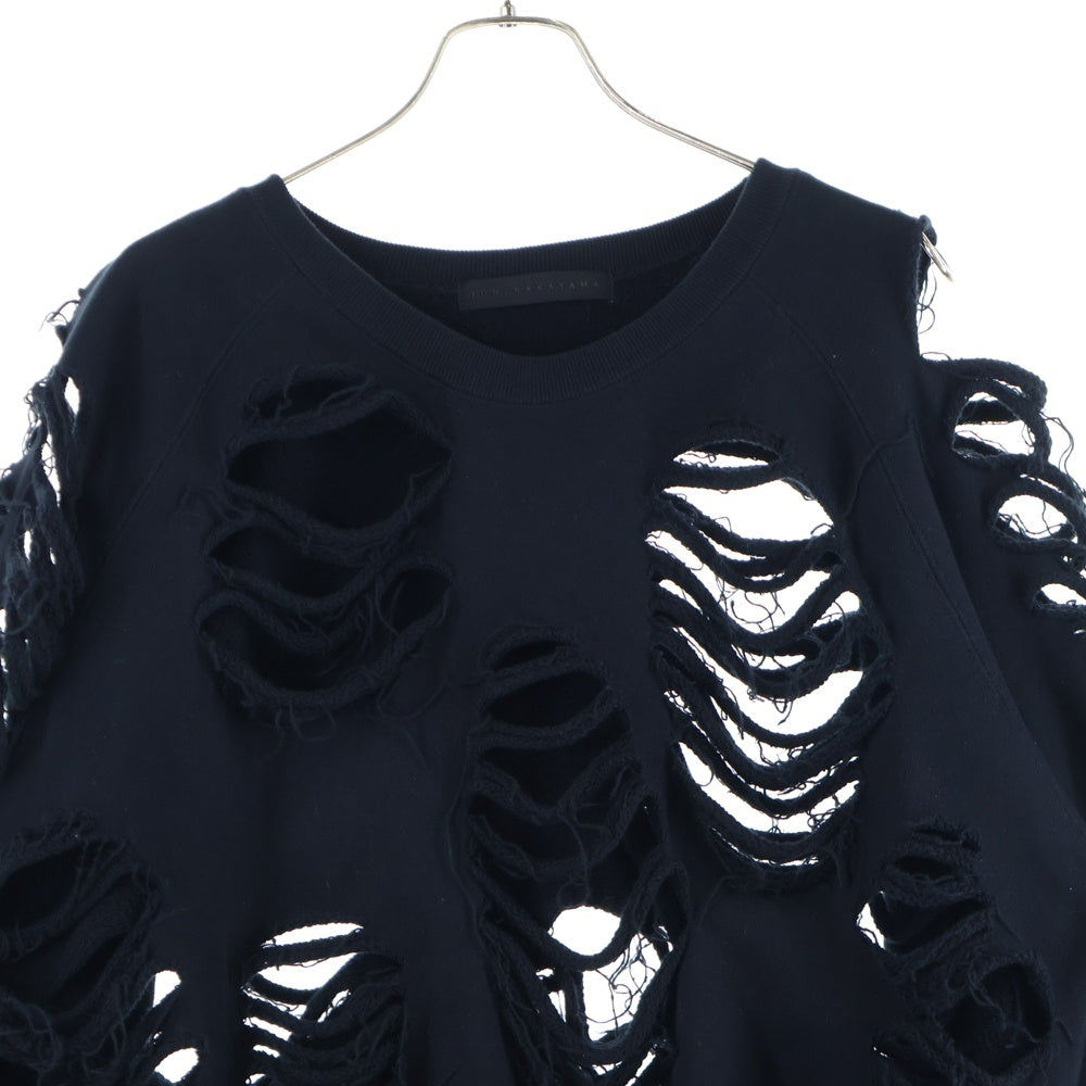 JUN / NAKAYAMA(ジュンナカヤマ) 23AW デストロイ加工クルーネックスウェットトレーナー JN-FW23-C001 ブラック