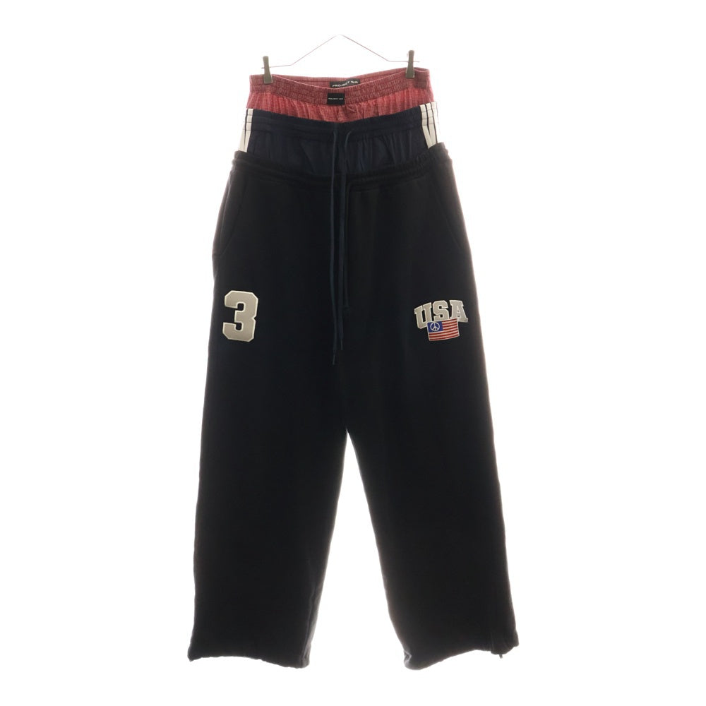 PROJECT G/R(プロジェクトジーアール) 3-layered sweat pants レイヤードスウェットパンツ ブラック