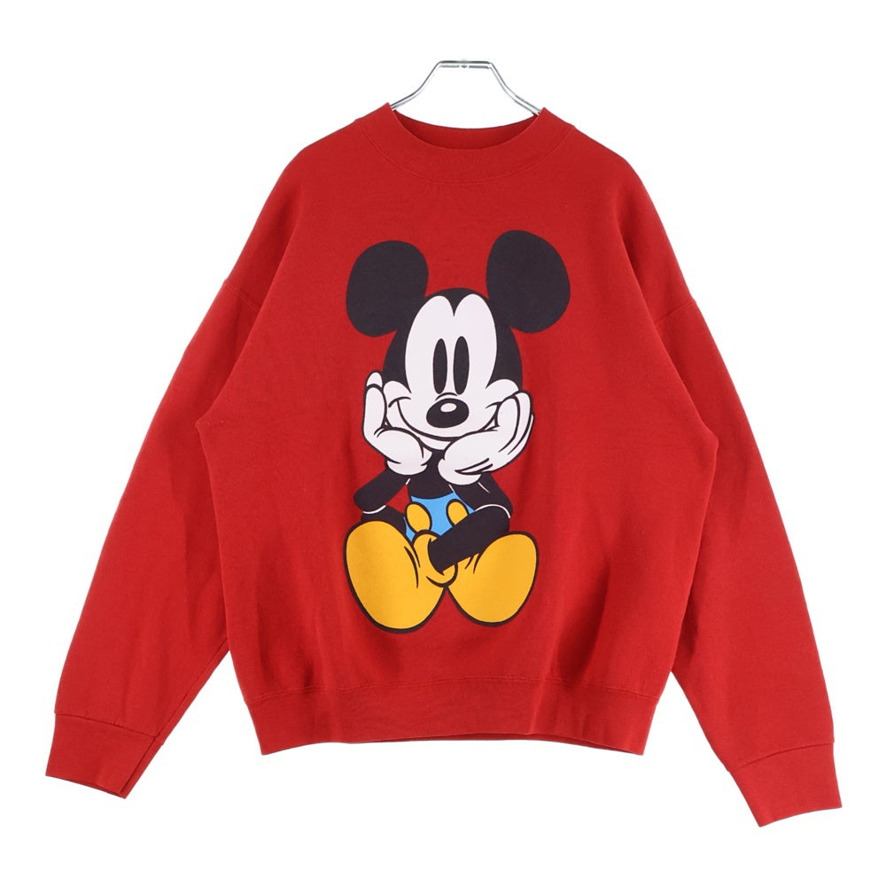 VINTAGE(ヴィンテージ) 90s DISNEY 青パンミッキー 両面プリント クルーネックスウェット レッド