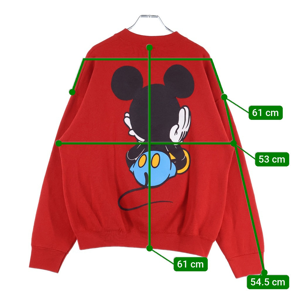 VINTAGE(ヴィンテージ) 90s DISNEY 青パンミッキー 両面プリント クルーネックスウェット レッド