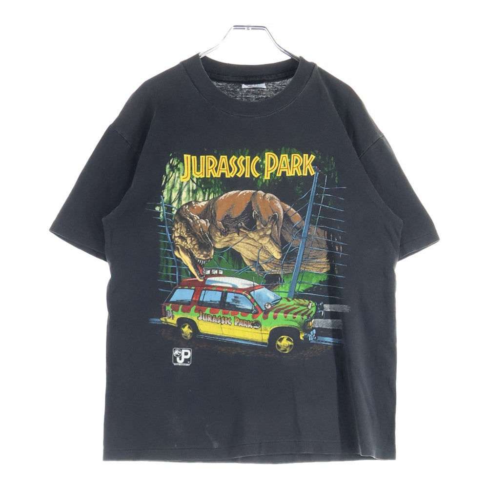 VINTAGE(ヴィンテージ) 90s JURASSIC PARK ジュラシックパーク ヘインズ フロントプリント半袖Tシャツカットソー ブラック