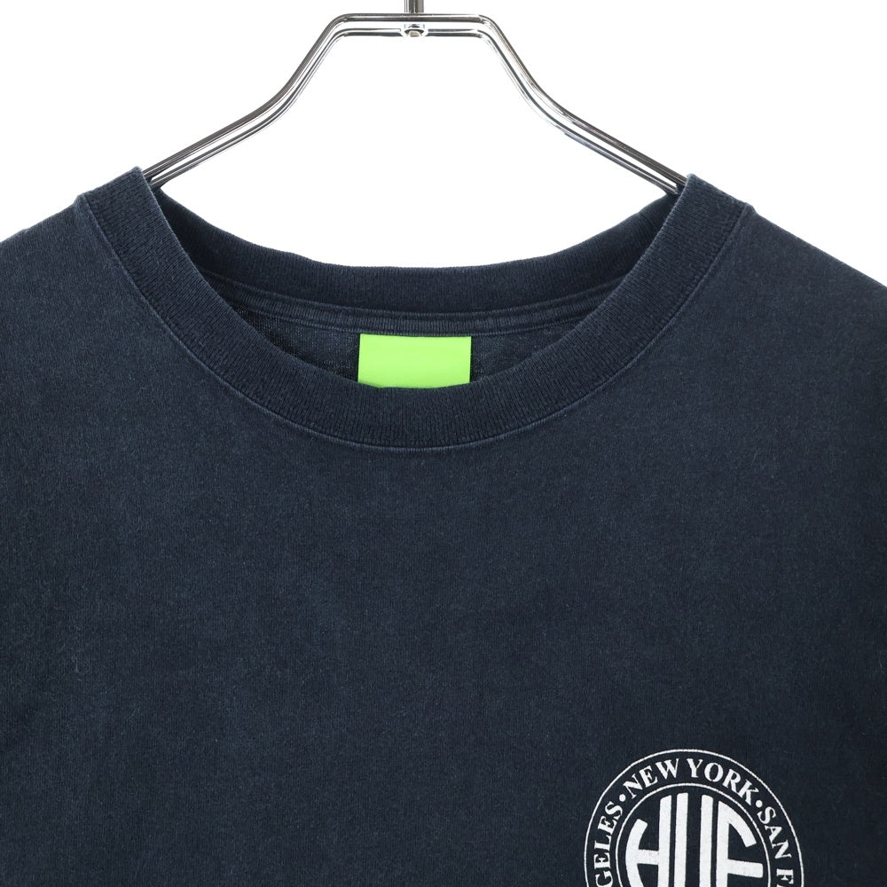 HUF(ハフ) Regional Washed TEE ロゴプリント クルーネック半袖Tシャツ カットソー ブラック