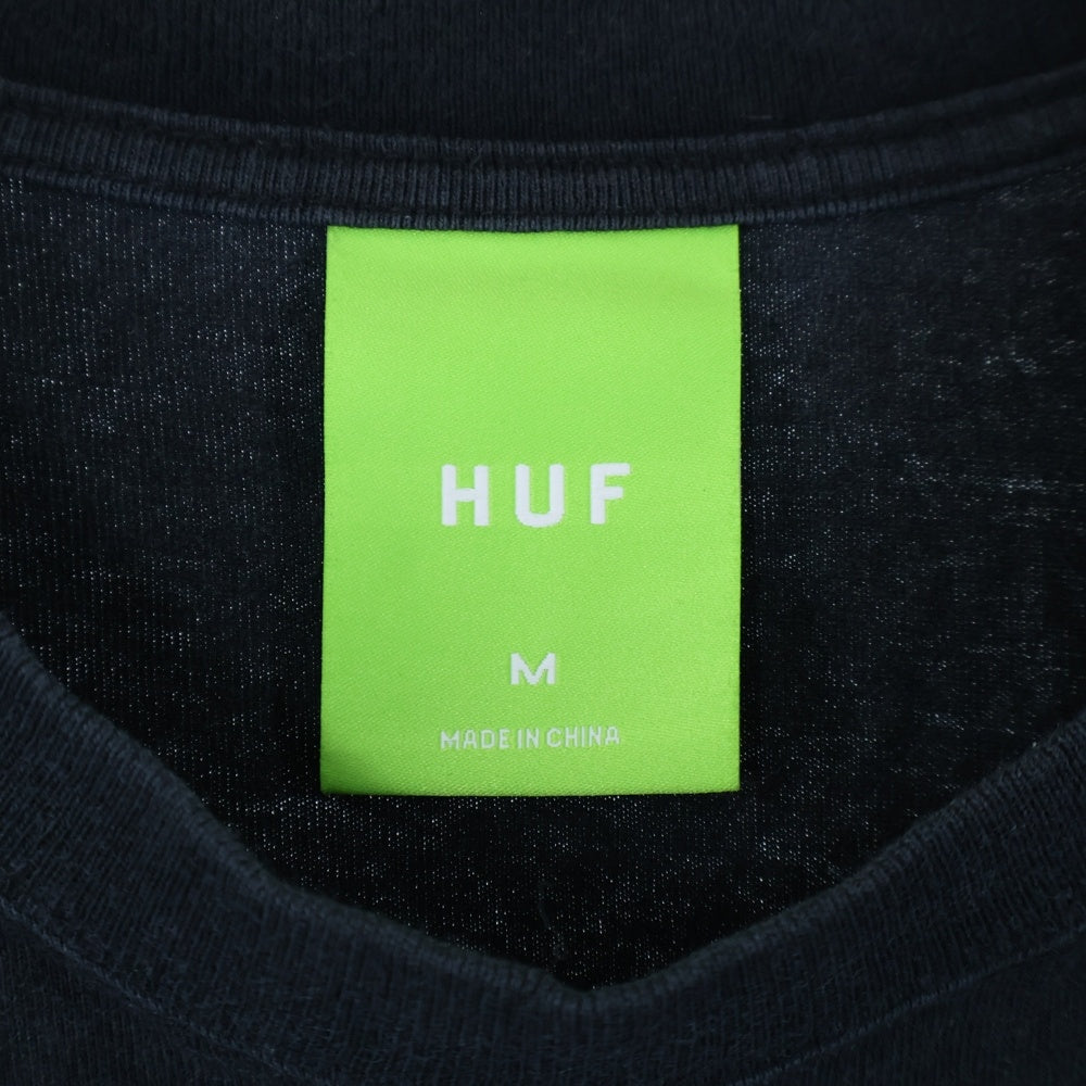 HUF(ハフ) Regional Washed TEE ロゴプリント クルーネック半袖Tシャツ カットソー ブラック