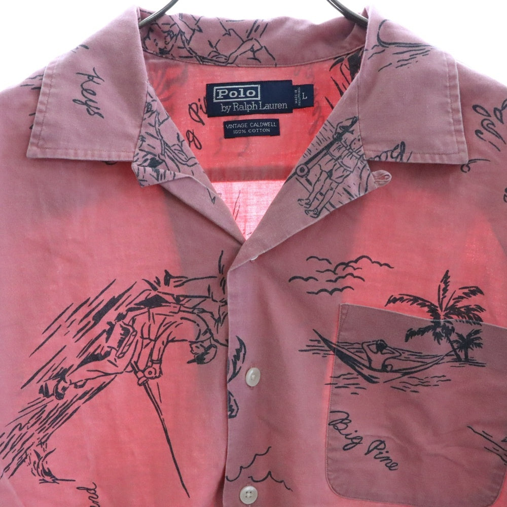POLO RALPH LAUREN(ポロラルフローレン) 90s CALDWELL オープンカラー 開襟半袖シャツ ピンク