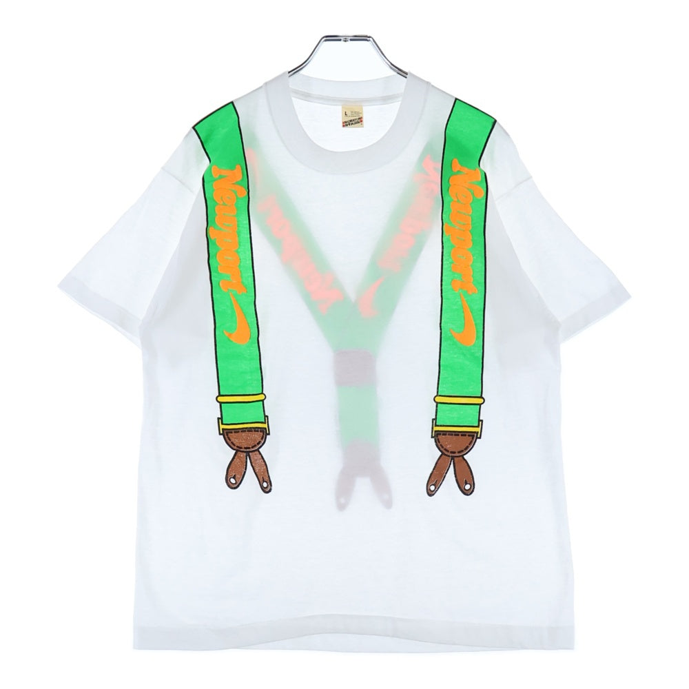 VINTAGE(ヴィンテージ) 90s NEWPORT ニューポート サスペンダー柄 両面プリント 半袖Tシャツカットソー ホワイト