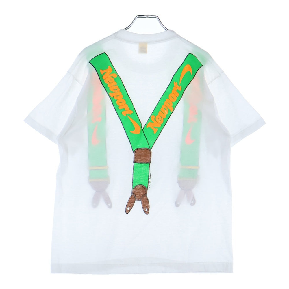 VINTAGE(ヴィンテージ) 90s NEWPORT ニューポート サスペンダー柄 両面プリント 半袖Tシャツカットソー ホワイト