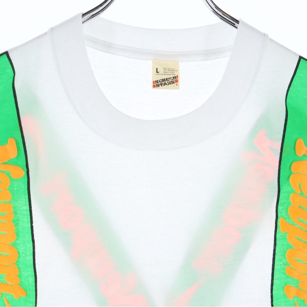 VINTAGE(ヴィンテージ) 90s NEWPORT ニューポート サスペンダー柄 両面プリント 半袖Tシャツカットソー ホワイト