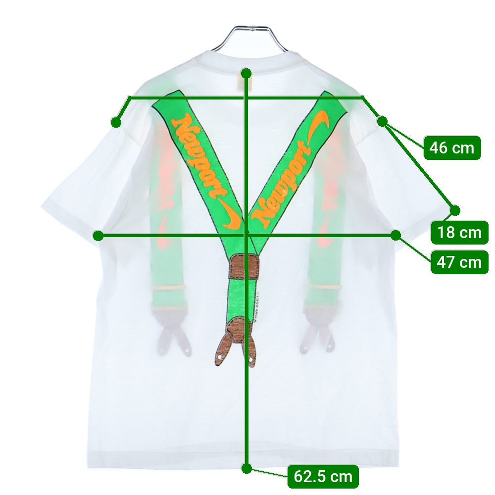 VINTAGE(ヴィンテージ) 90s NEWPORT ニューポート サスペンダー柄 両面プリント 半袖Tシャツカットソー ホワイト