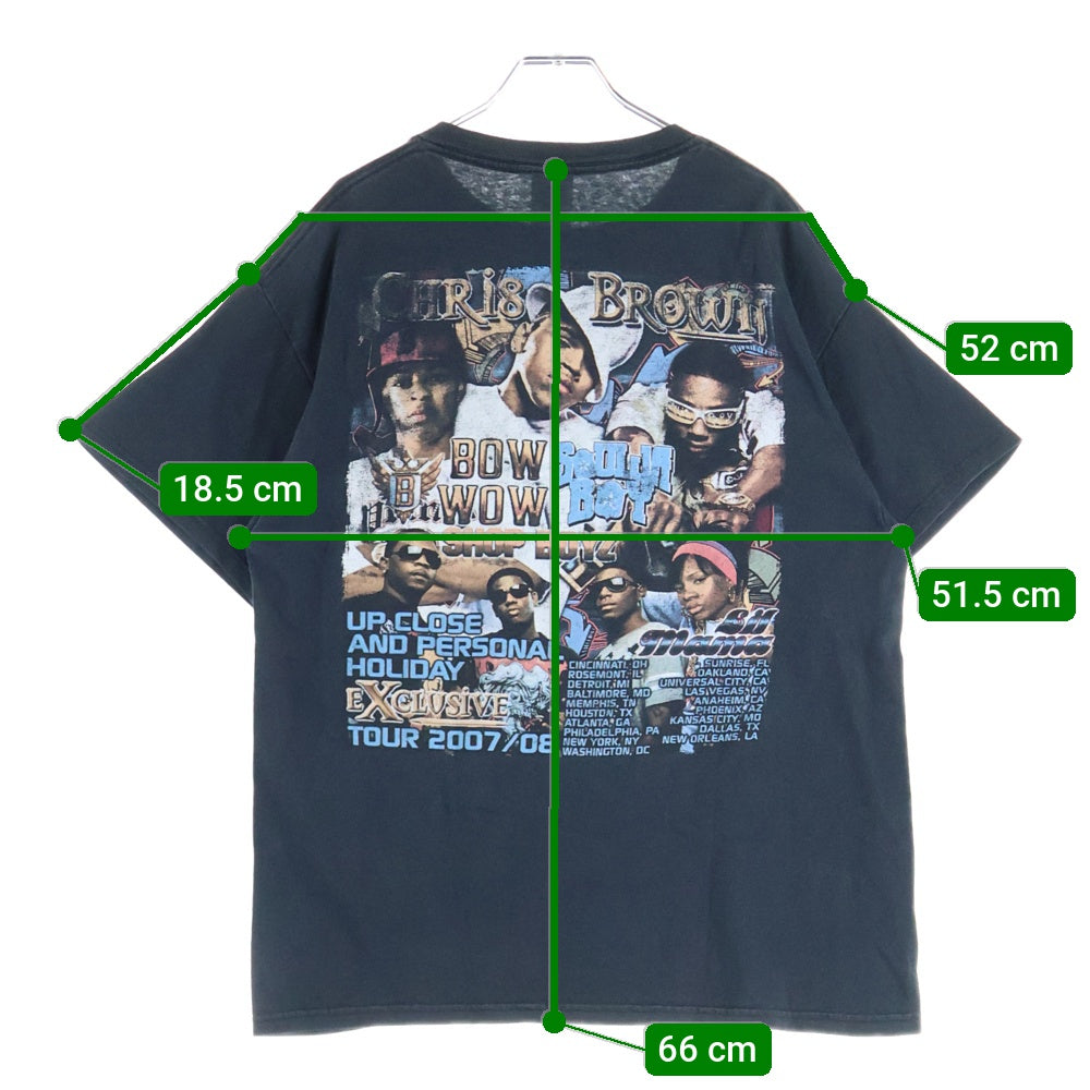 VINTAGE(ヴィンテージ) 00s CHRIS BROWN & BOW WOW HOLIDAY EXCLUSIVE TOUR クリスブラウン バウワウ ツアー プリント 半袖Tシャツカットソー ブラック