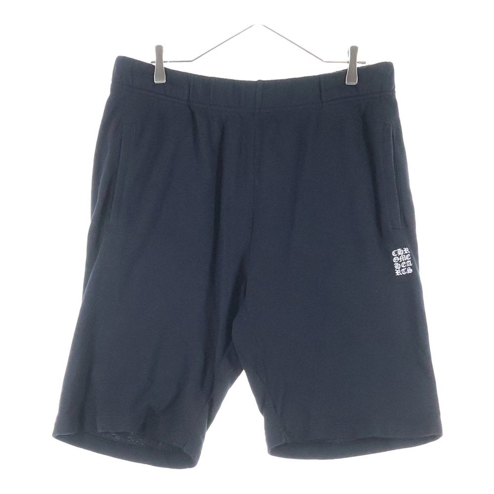 CHROME HEARTS(クロムハーツ) Y NOT VERTICAL LOGO CROSS EMBROIDERY SWEAT HALF PANTS ヴァーティカルロゴ クロス刺繍 スウェットハーフパンツ ブラック