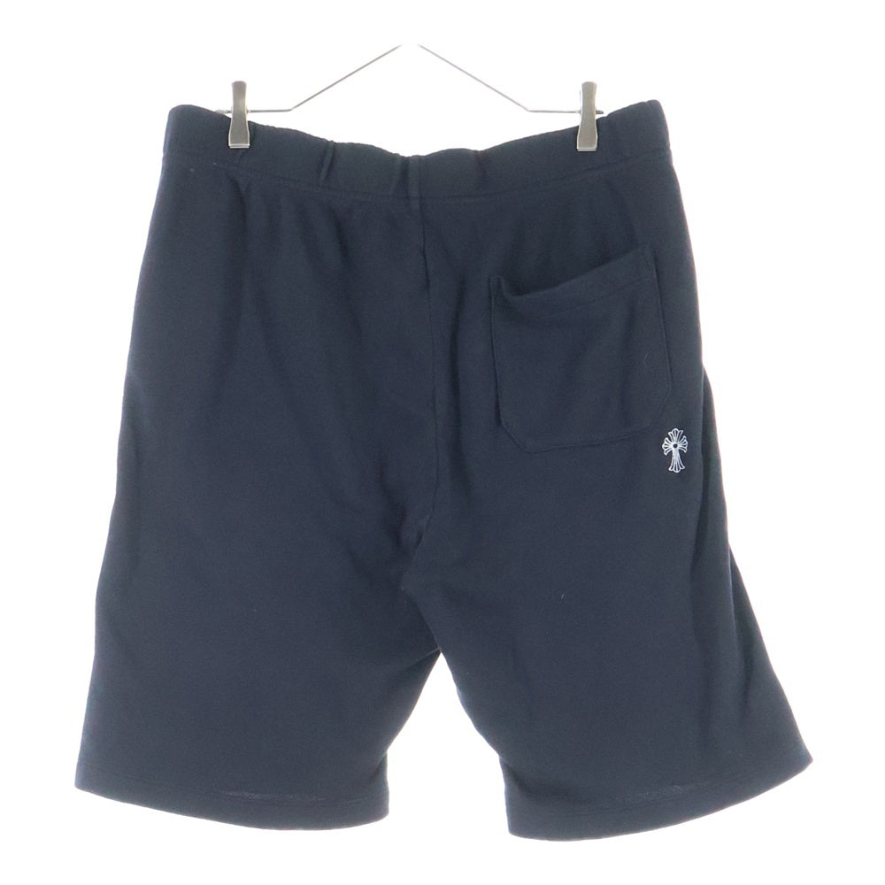 CHROME HEARTS(クロムハーツ) Y NOT VERTICAL LOGO CROSS EMBROIDERY SWEAT HALF PANTS ヴァーティカルロゴ クロス刺繍 スウェットハーフパンツ ブラック