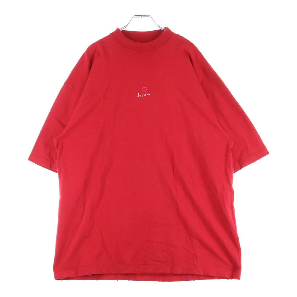 BALENCIAGA(バレンシアガ) Je T'aime T-Shirt 744439 T0VM7 刺繍オーバーサイズ半袖Tシャツ レッド