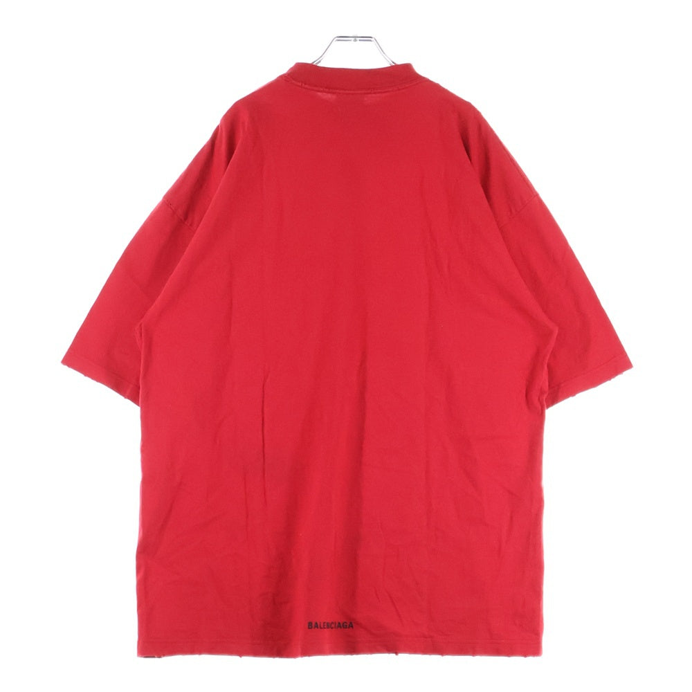 BALENCIAGA(バレンシアガ) Je T'aime T-Shirt 744439 T0VM7 刺繍オーバーサイズ半袖Tシャツ レッド