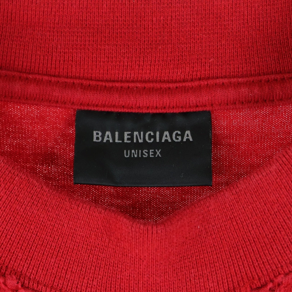 BALENCIAGA(バレンシアガ) Je T'aime T-Shirt 744439 T0VM7 刺繍オーバーサイズ半袖Tシャツ レッド