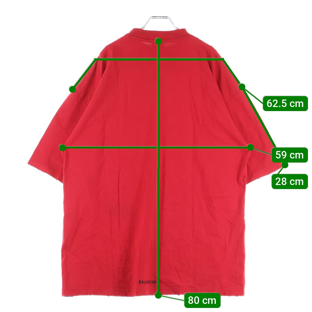 BALENCIAGA(バレンシアガ) Je T'aime T-Shirt 744439 T0VM7 刺繍オーバーサイズ半袖Tシャツ レッド