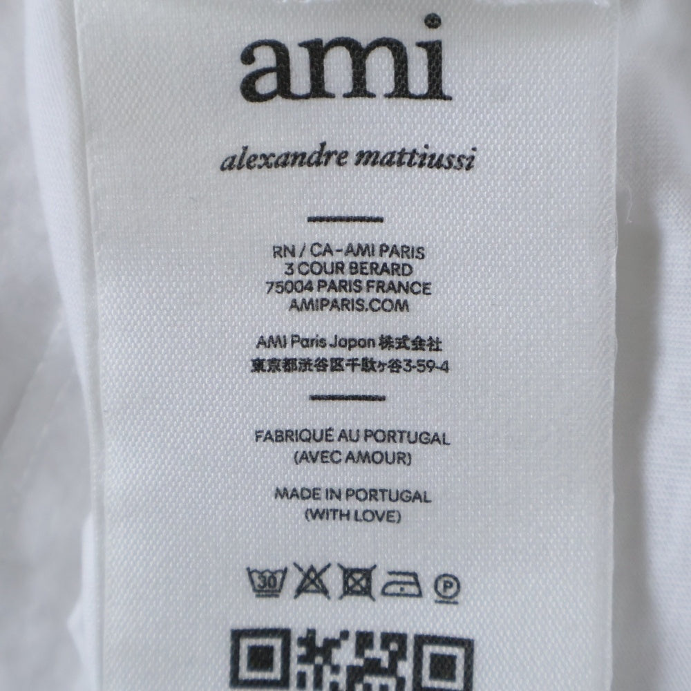 AMI Alexandre Mattiussi(アミアレクサンドルマテュッシ) フロントロゴ刺繍 半袖Tシャツ カットソー ホワイト BFUTS001.724