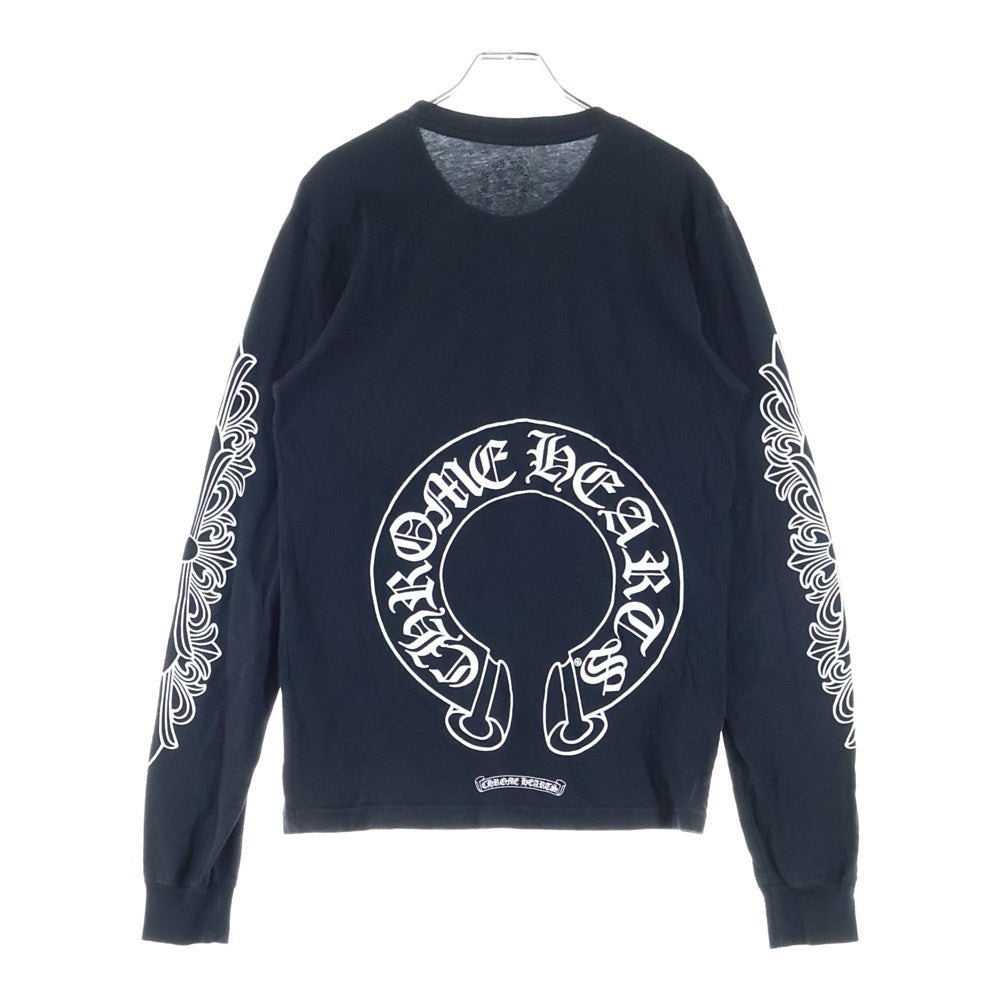 CHROME HEARTS(クロムハーツ) HORSESHOE L/S 袖フローラル バックホースシュープリント 長袖Tシャツ カットソー ブラック