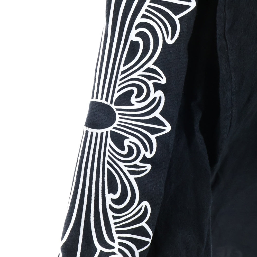 CHROME HEARTS(クロムハーツ) HORSESHOE L/S 袖フローラル バックホースシュープリント 長袖Tシャツ カットソー ブラック