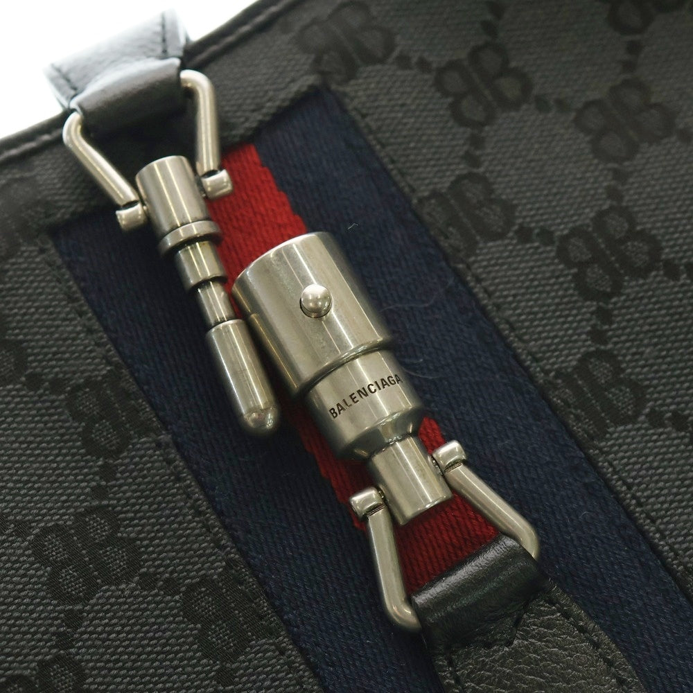 BALENCIAGA(バレンシアガ) ×GUCCI ジャッキー BBロゴキャンバス 2WAYショルダーバッグ 680118 ブラック/グレー